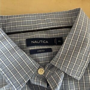 Nautica Men's Blue Checkered Button-Down Shirt